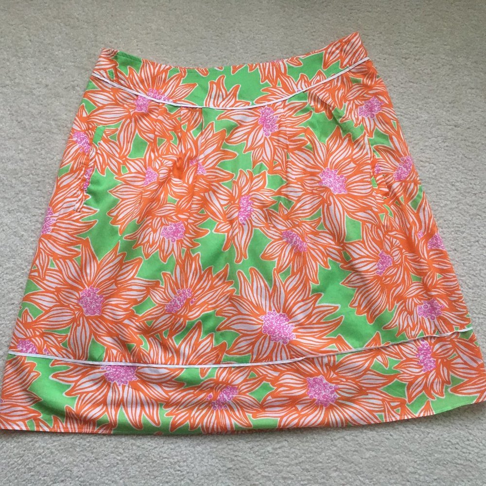 Lilly Pulitzer Green and Orange Floral Skirt